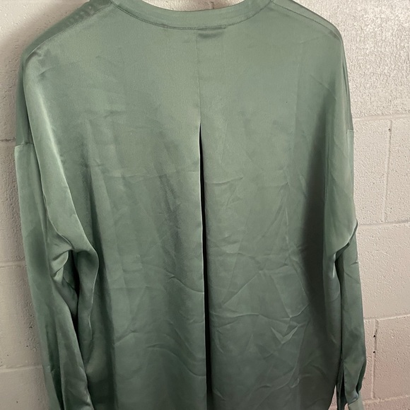 Long Sleeve Green Silk Blouse - Picture 3 of 3